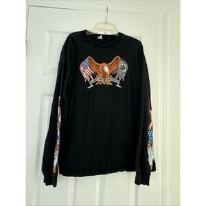 Vintage Y2K POW MIA Shirt Long Sleeve USA 2XL XXL Patriot Eagle POW